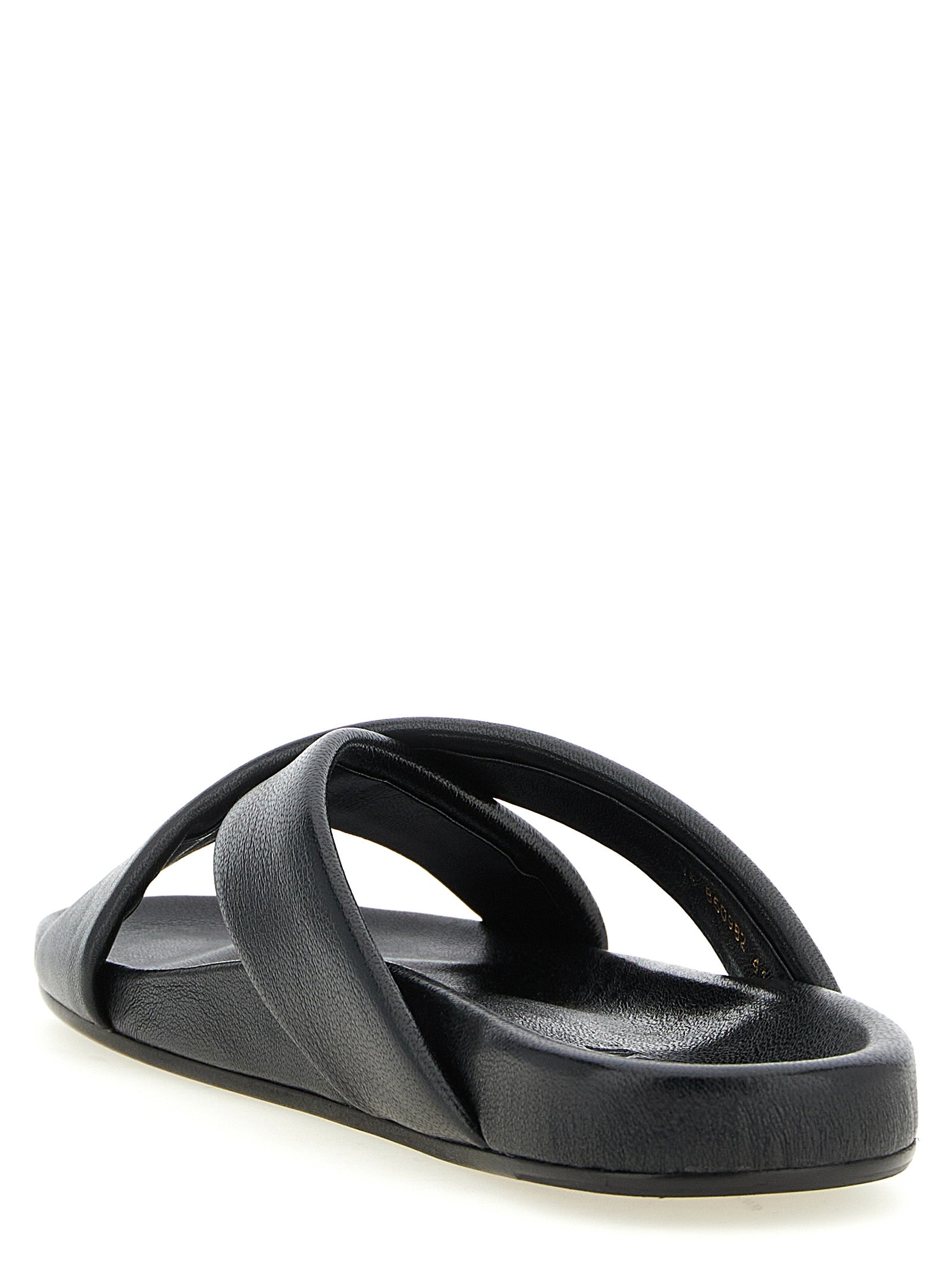 Black Lamb Leather Slides