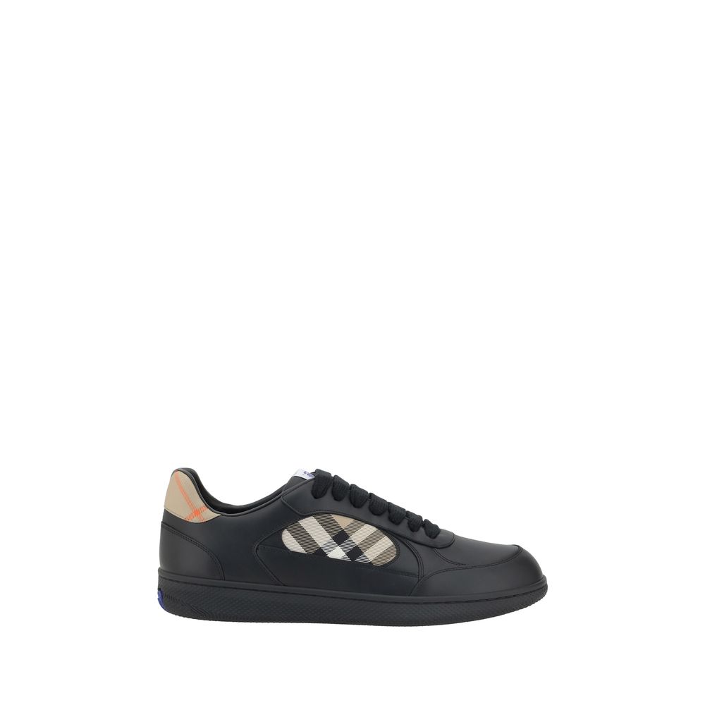 Burberry Black Calf Leather Low Top Sneakers