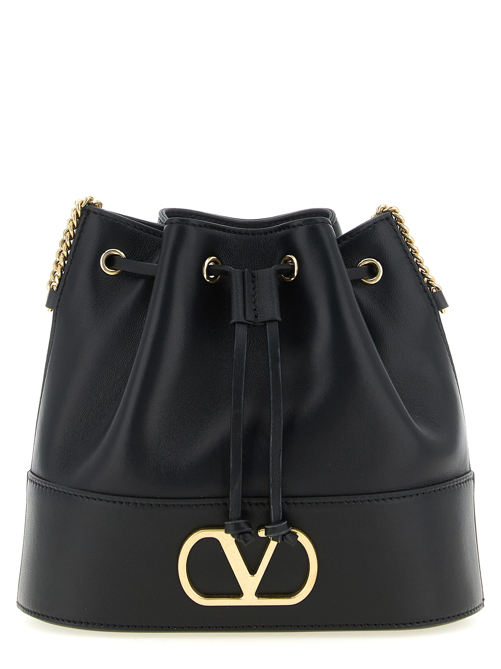 Valentino Garavani Black Lamb Leather Bucket Bag