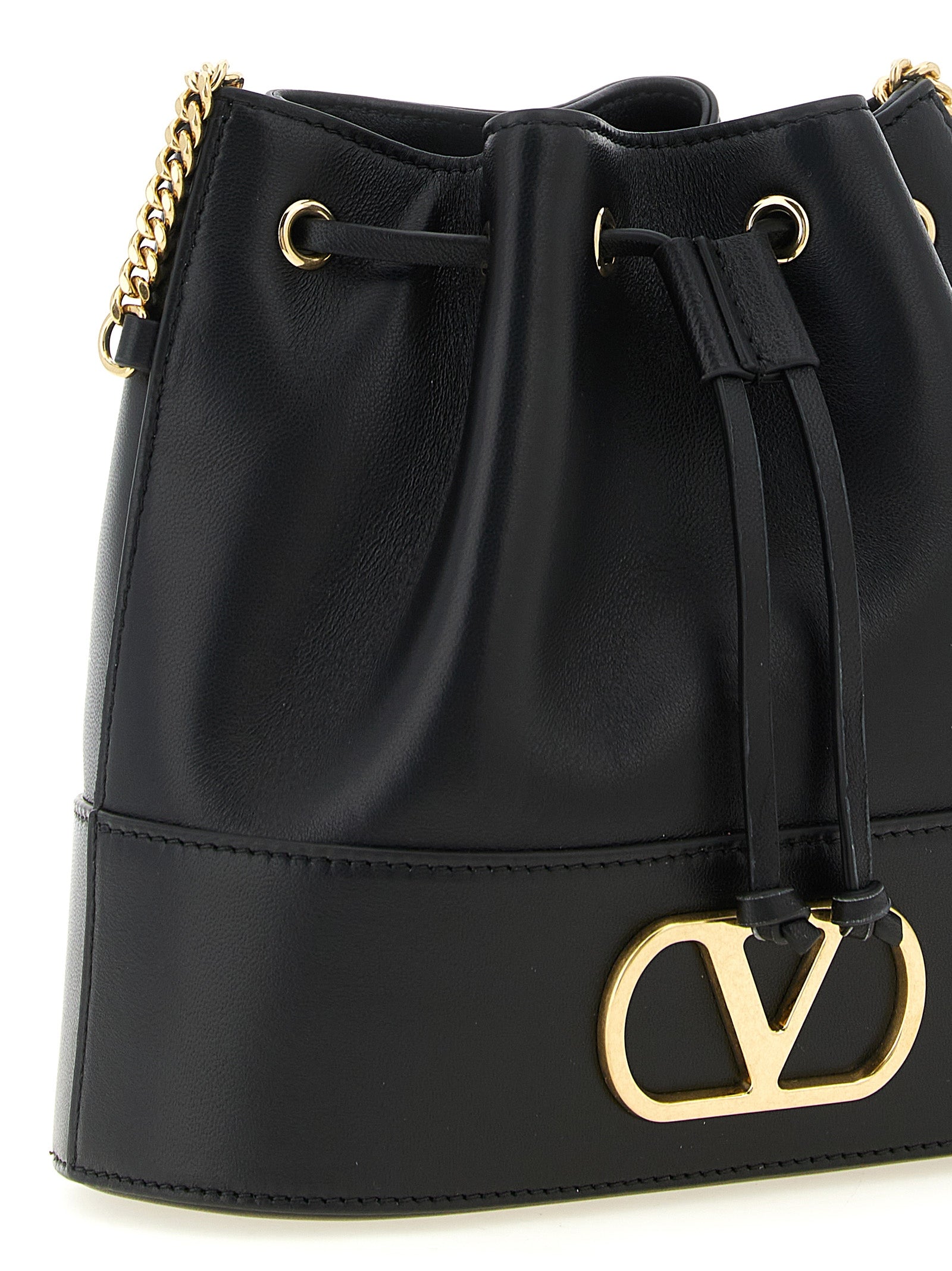 Valentino Garavani Black Lamb Leather Bucket Bag