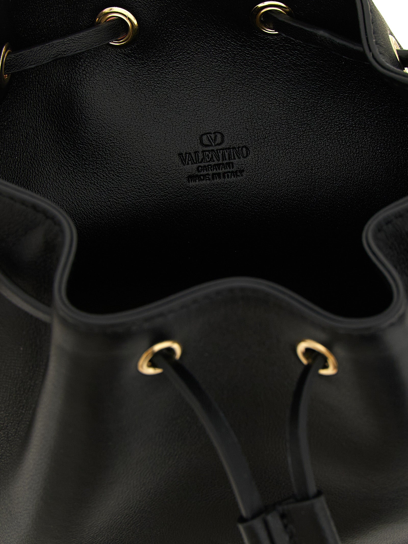 Valentino Garavani Black Lamb Leather Bucket Bag
