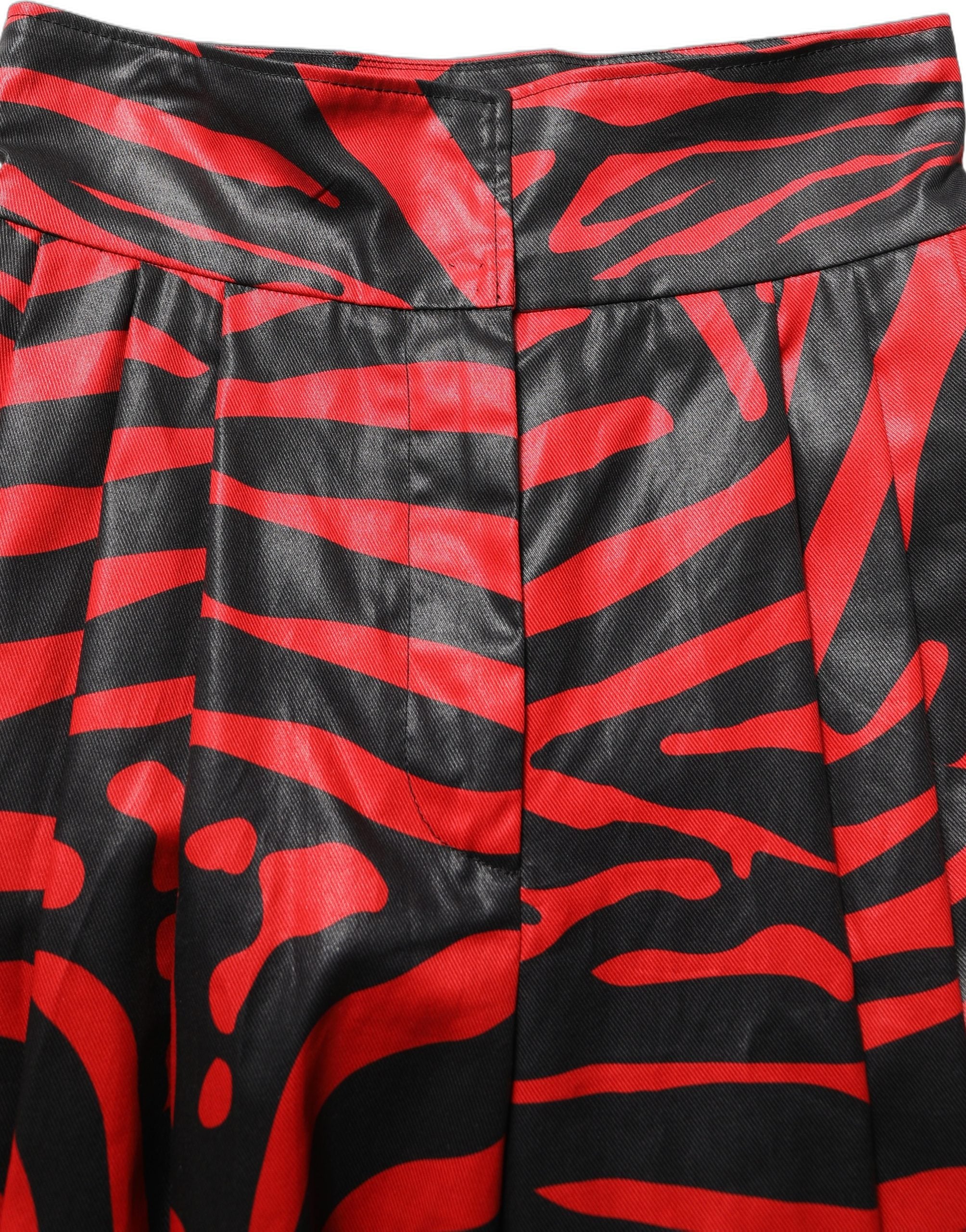 Red Black Zebra Print Cotton HighWaist Pants