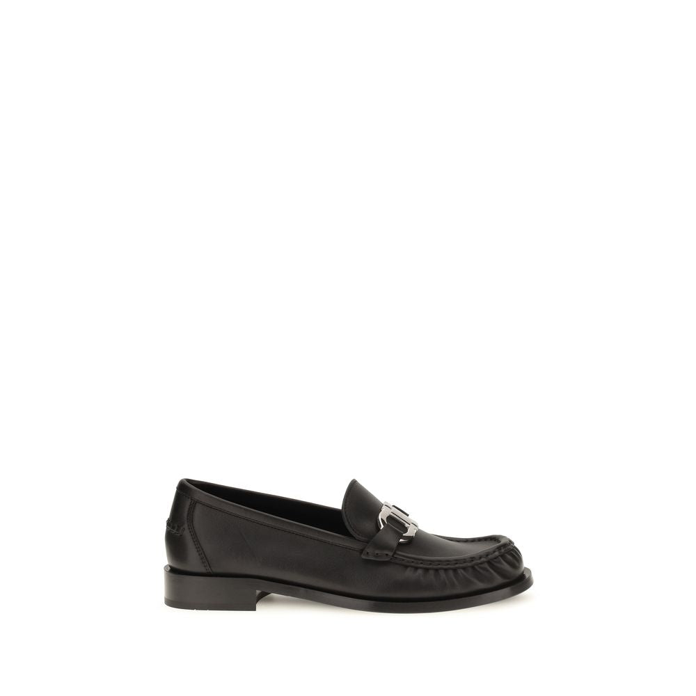 Ferragamo Black Calf Leather Slip-On Loafers