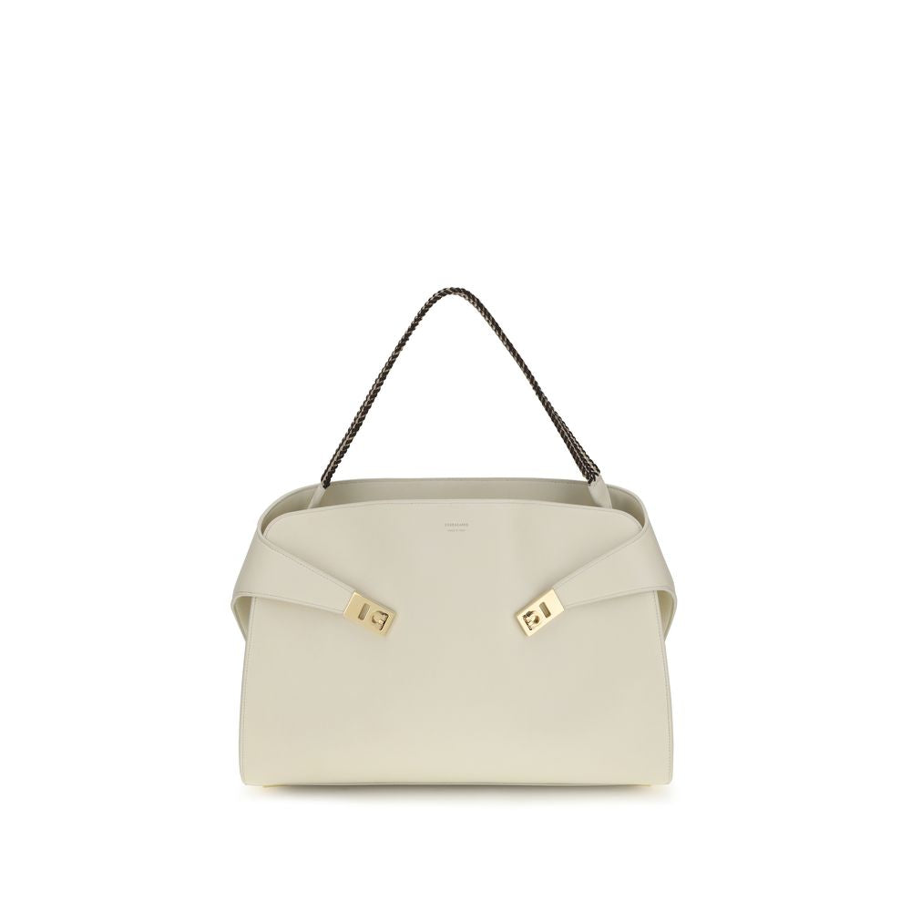 Ferragamo Beige Calf Leather Shoulder Bag