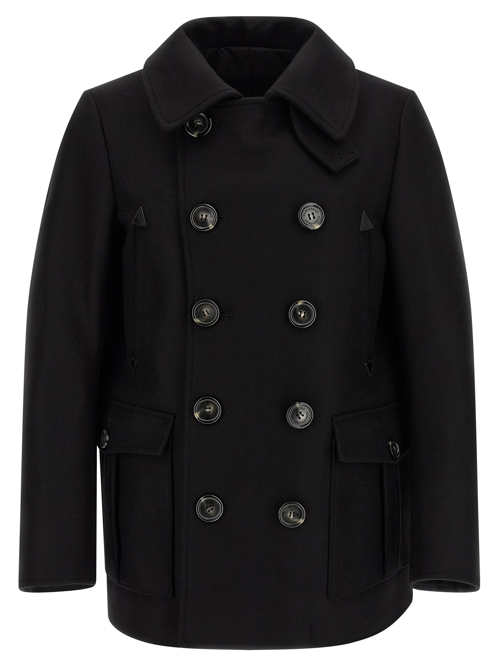 Dsquared2 Black Wool Coat