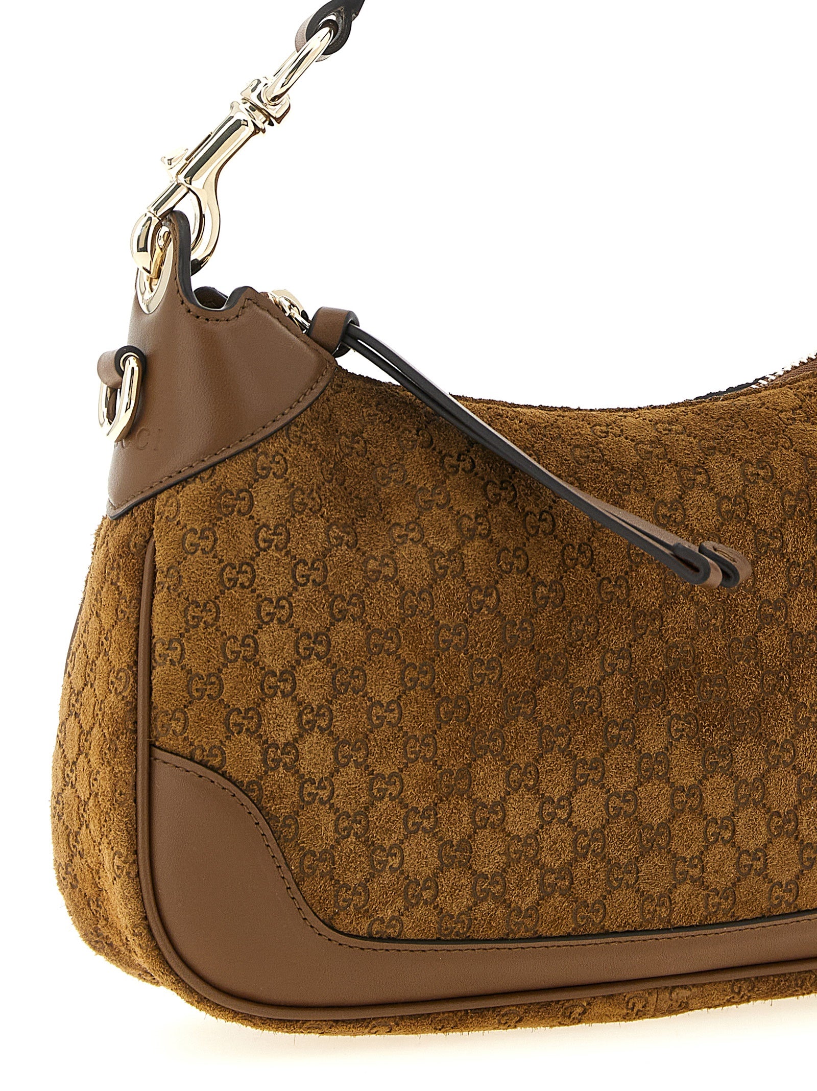Gucci Brown Suede and Calfskin Shoulder Bag