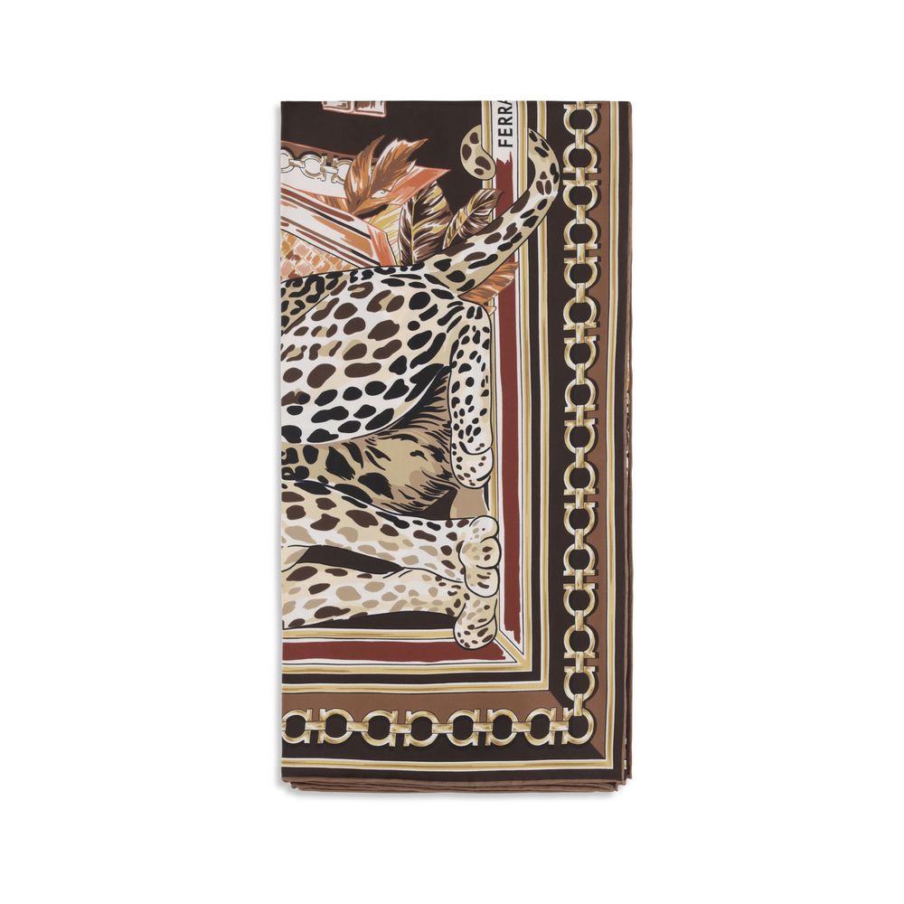 Ferragamo Leopard-Print Silk Scarf