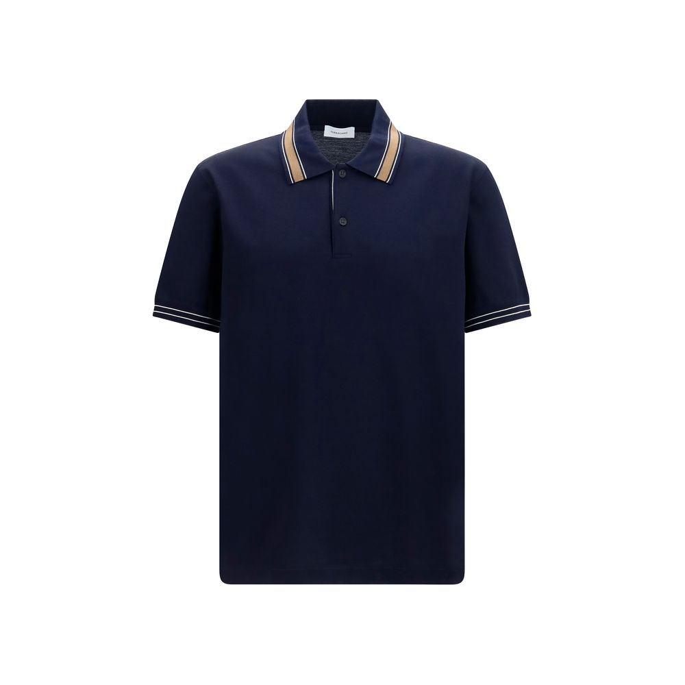 Ferragamo Blue Cotton Pique Polo