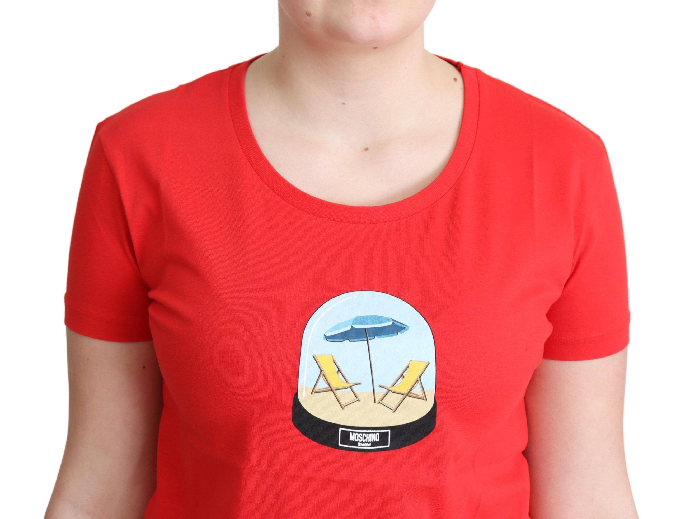 Moschino Red Printed Cotton T-shirt