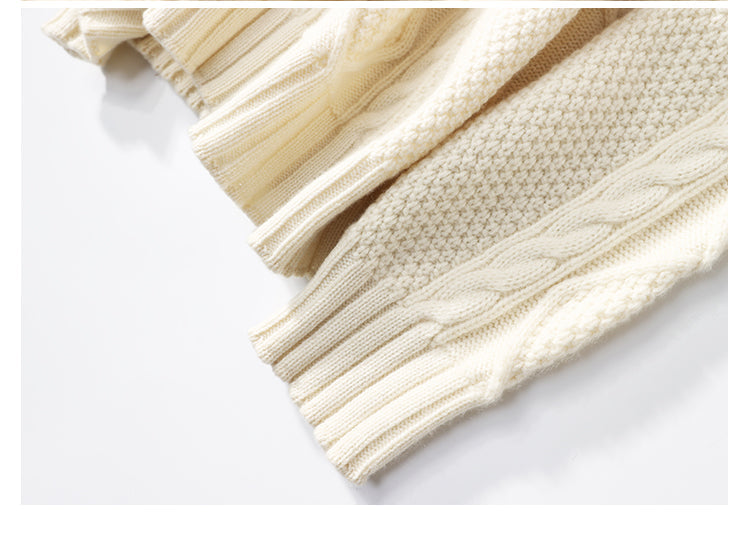 Lai Guanlin Same Sweater Men''s Round Neck Pullover Pure Woolen Sweater Autumn And Winter Thickened Retro Twist Slim Knit Signvm Project