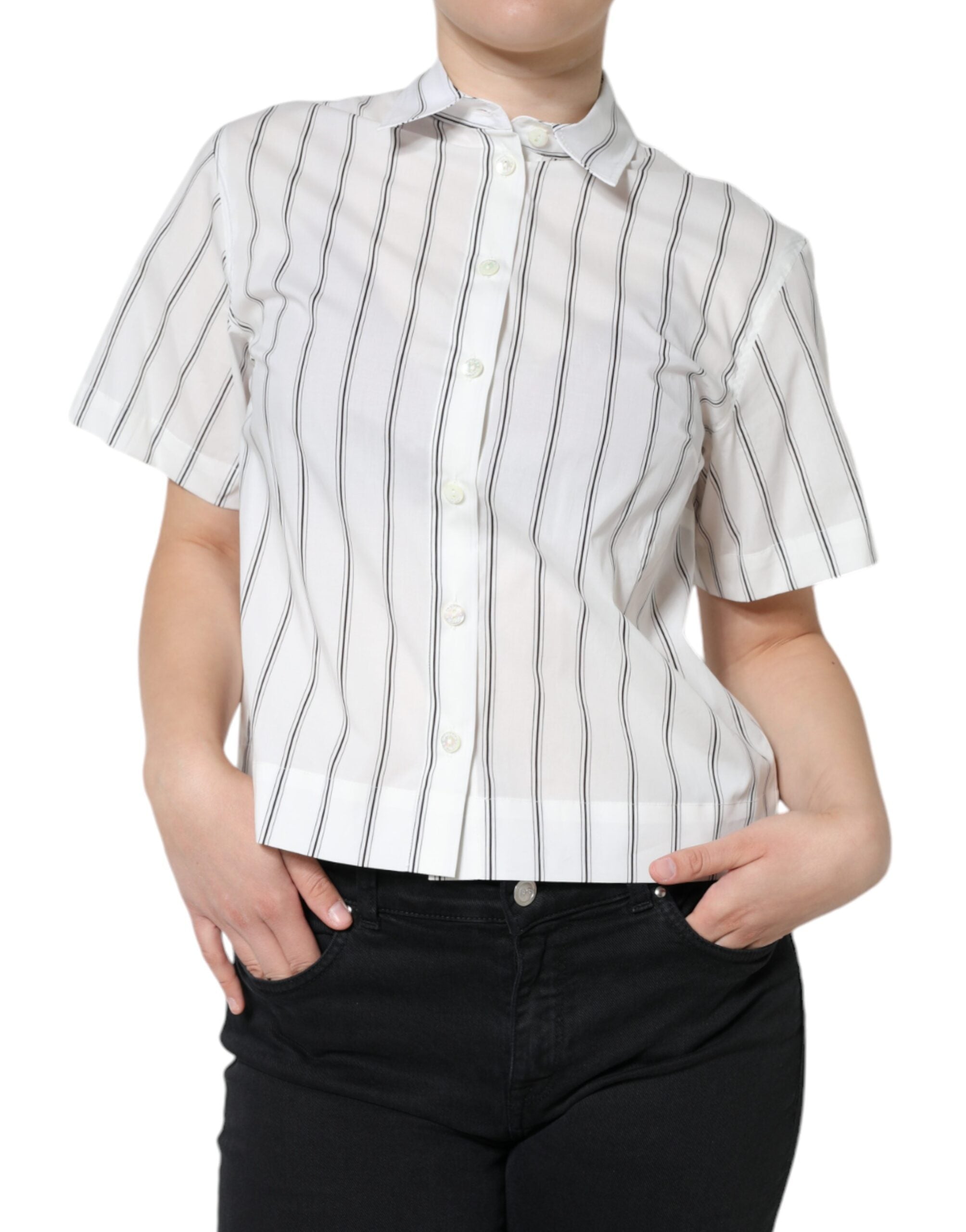 Dolce & Gabbana White Cotton Polo Top