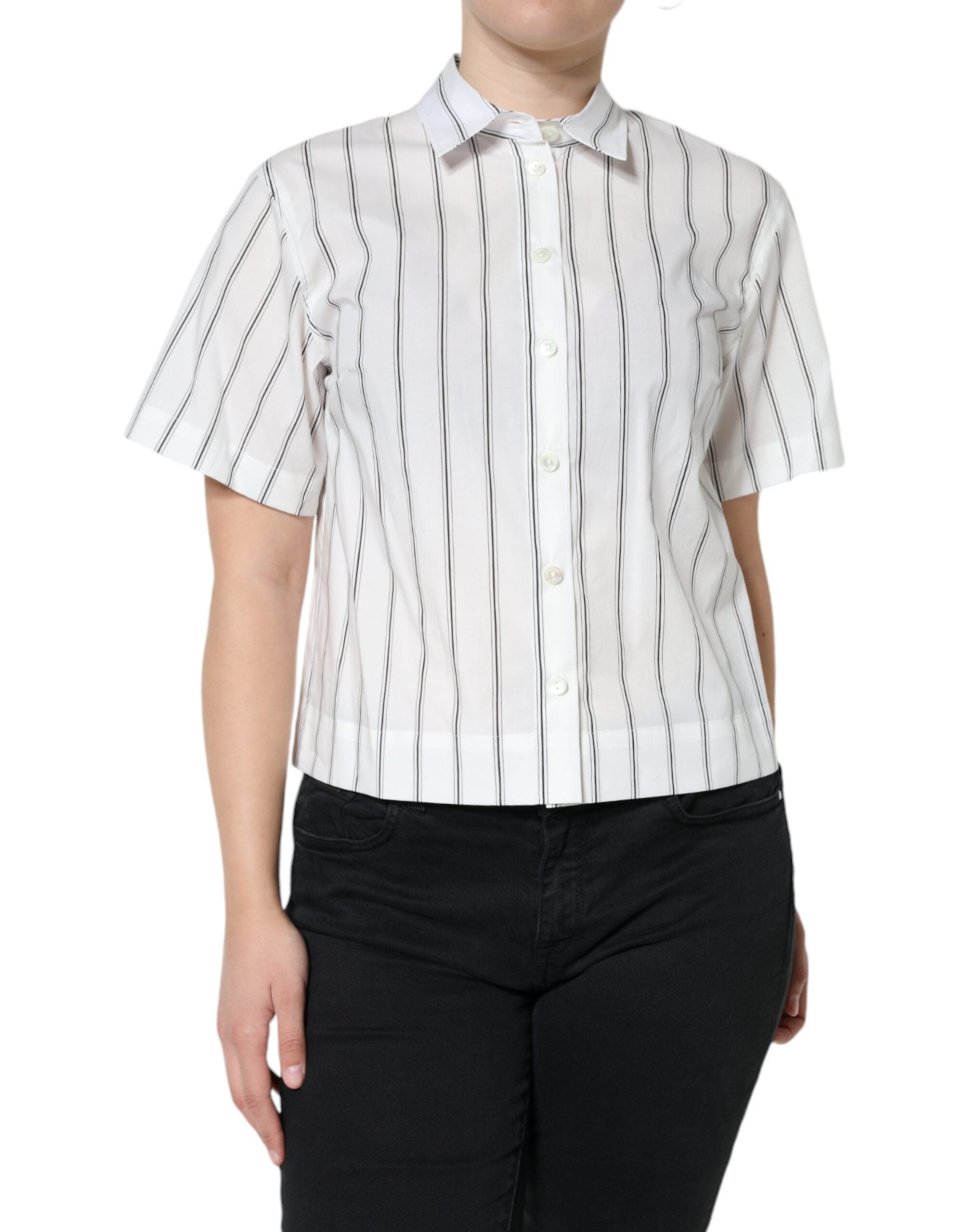 Dolce & Gabbana White Cotton Polo Top