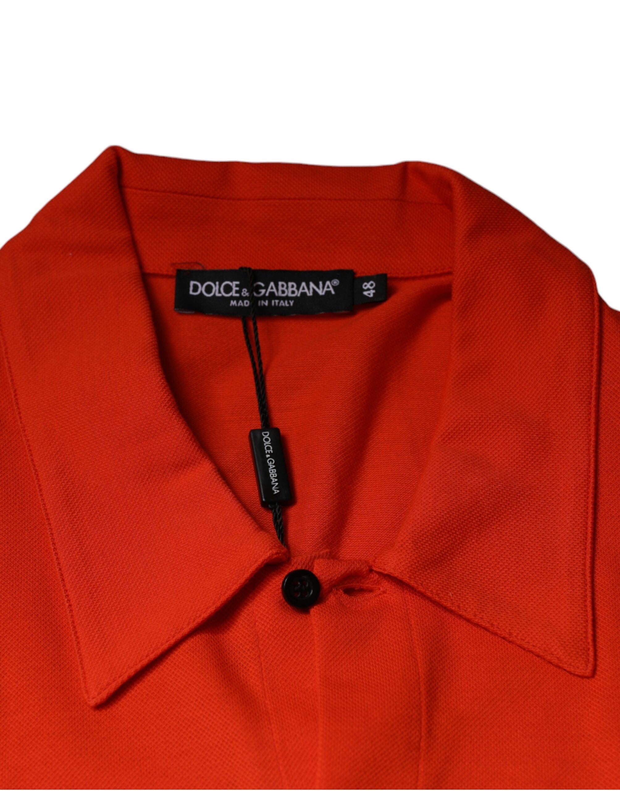 Dolce & Gabbana Orange Cotton Button-Down Shirt