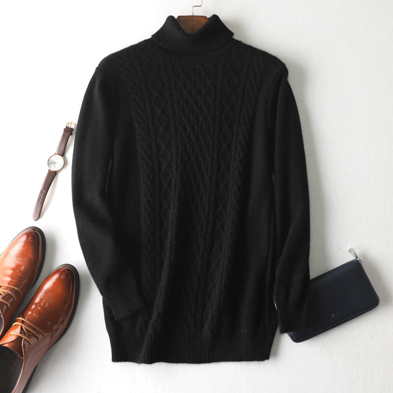 Winter High Collar Pure Cashmere Sweater Men's Casual Signvm Project