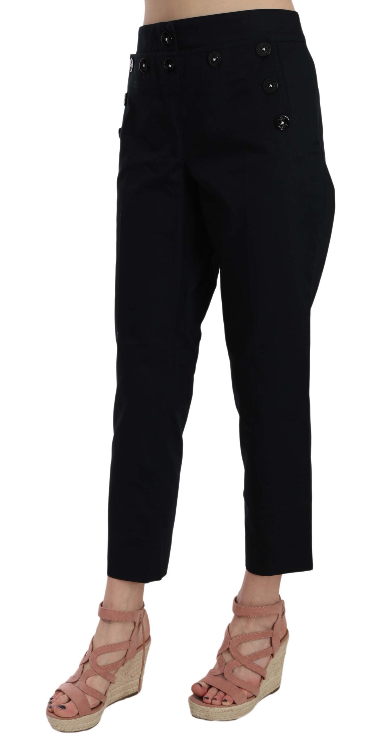 Dolce & Gabbana Black Cropped Cotton Trousers