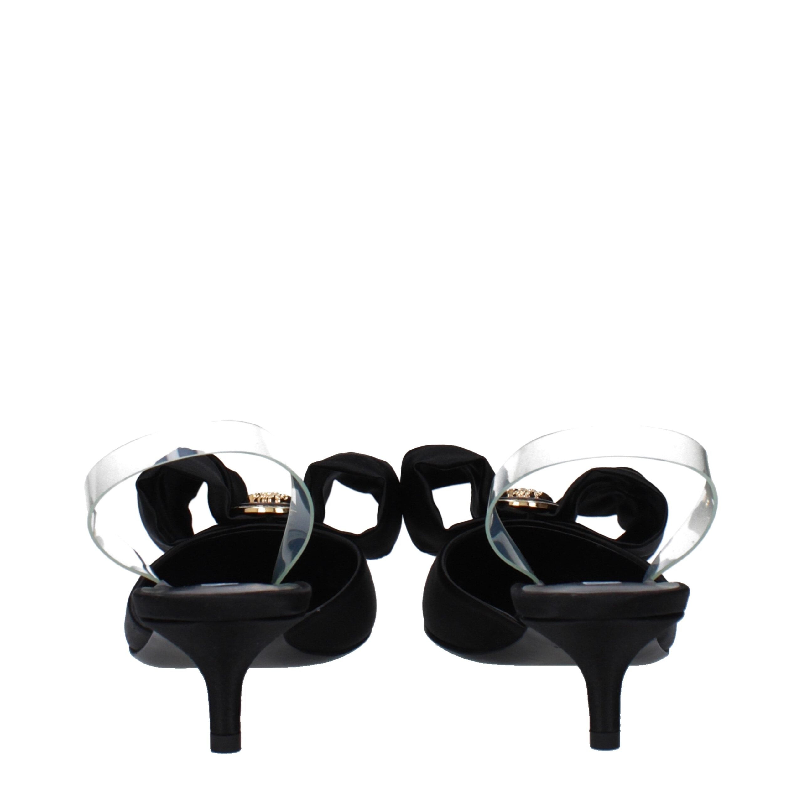 Black Satin Flat Sandals