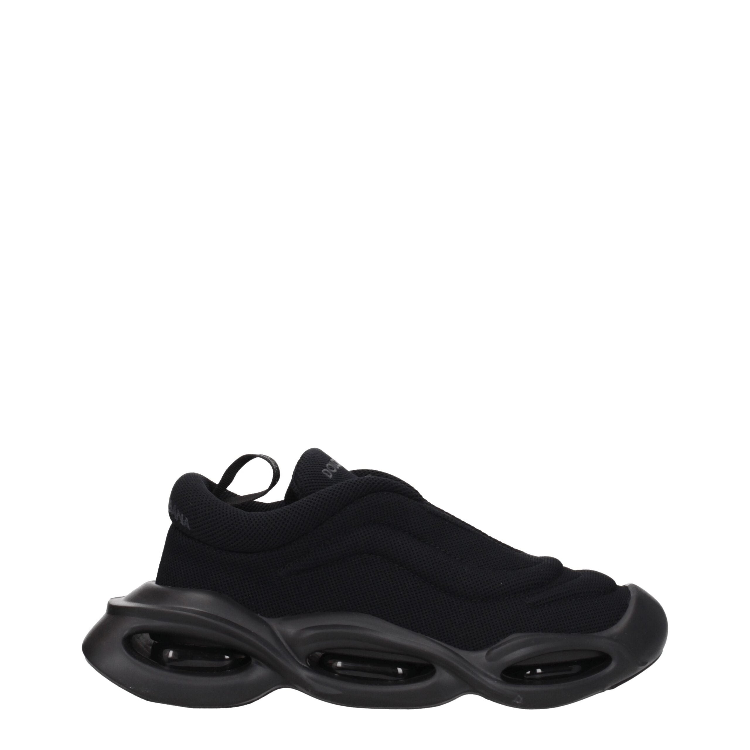 Black Fabric Chunky Sneakers