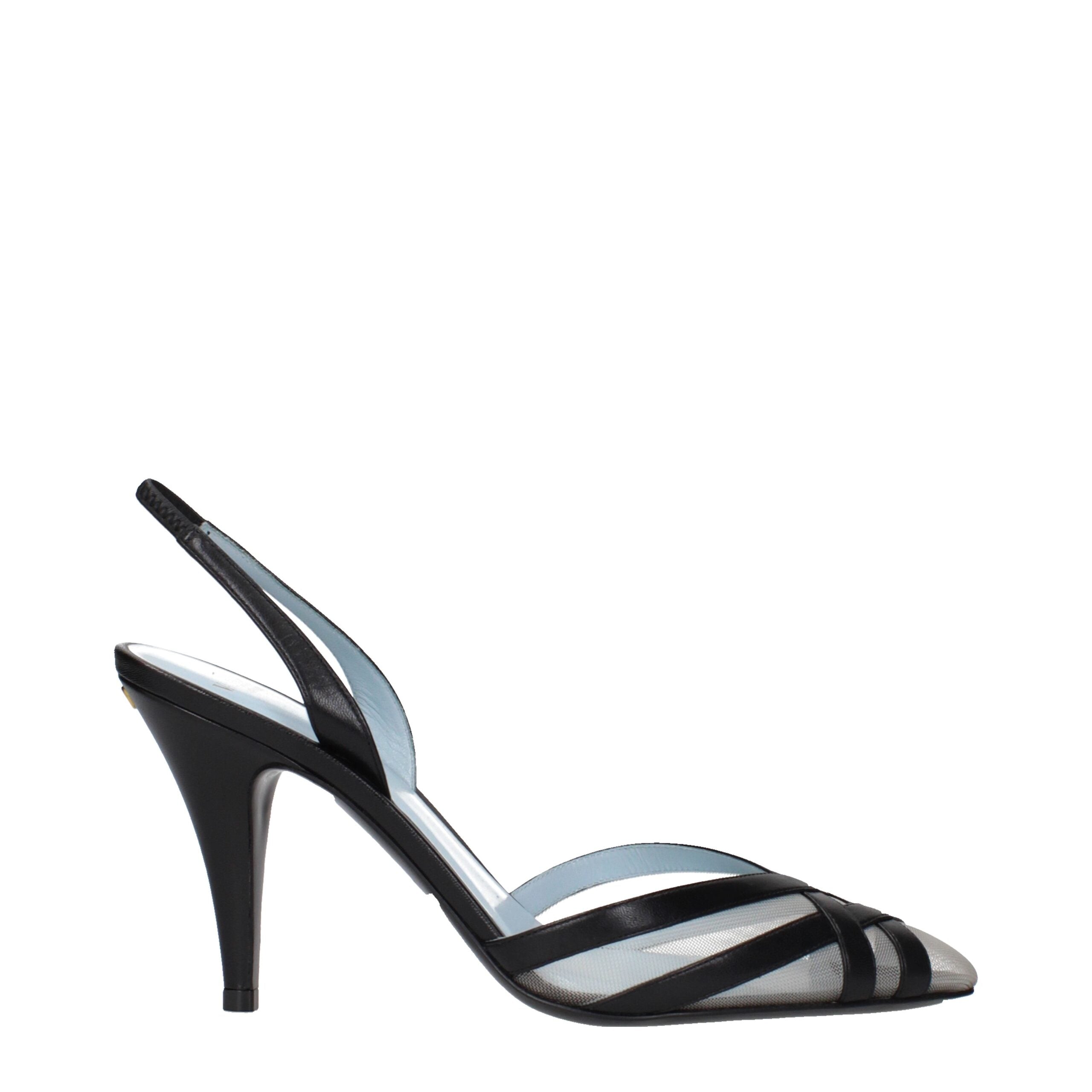 Black Leather High Heel Pumps