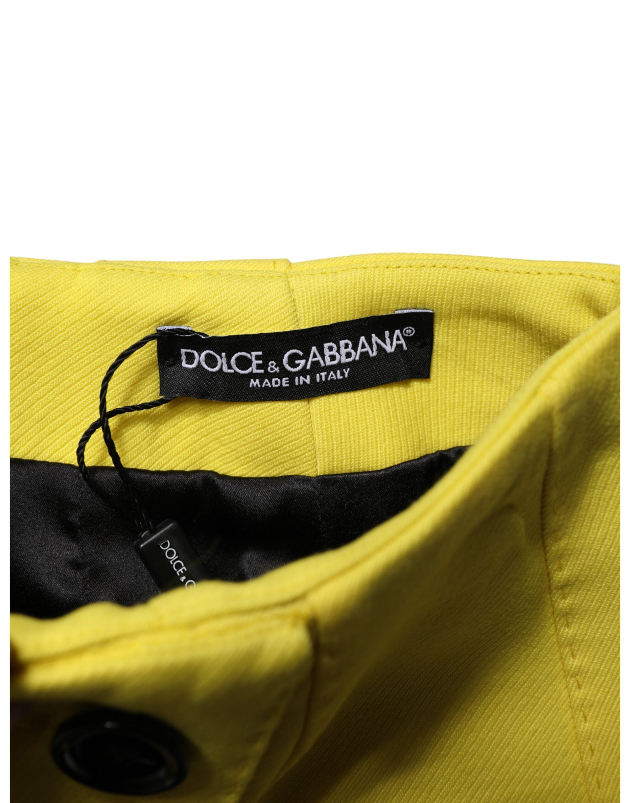 Yellow Wool Buttoned High Waist Mini Skirt