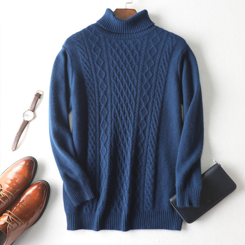 Winter High Collar Pure Cashmere Sweater Men's Casual Signvm Project