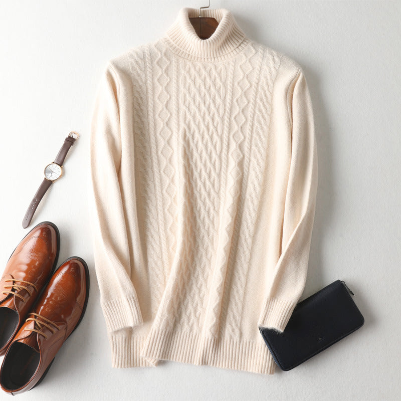 Winter High Collar Pure Cashmere Sweater Men's Casual Signvm Project