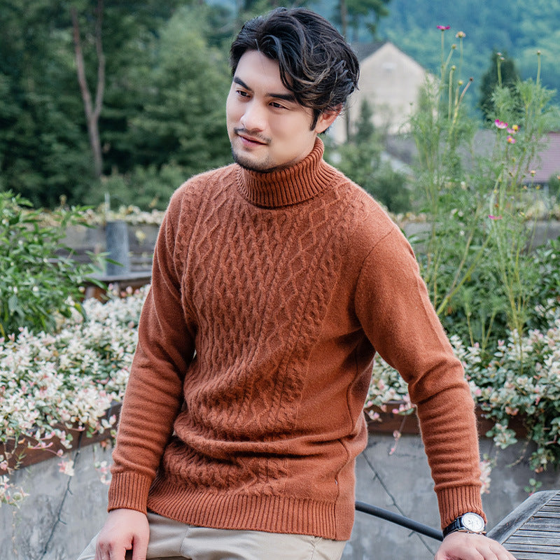 Winter High Collar Pure Cashmere Sweater Men's Casual Signvm Project