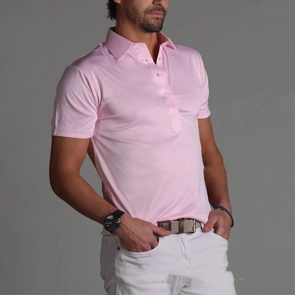 Solid Color Printing Plaid Short Sleeve Half Collar Men Signvm Project